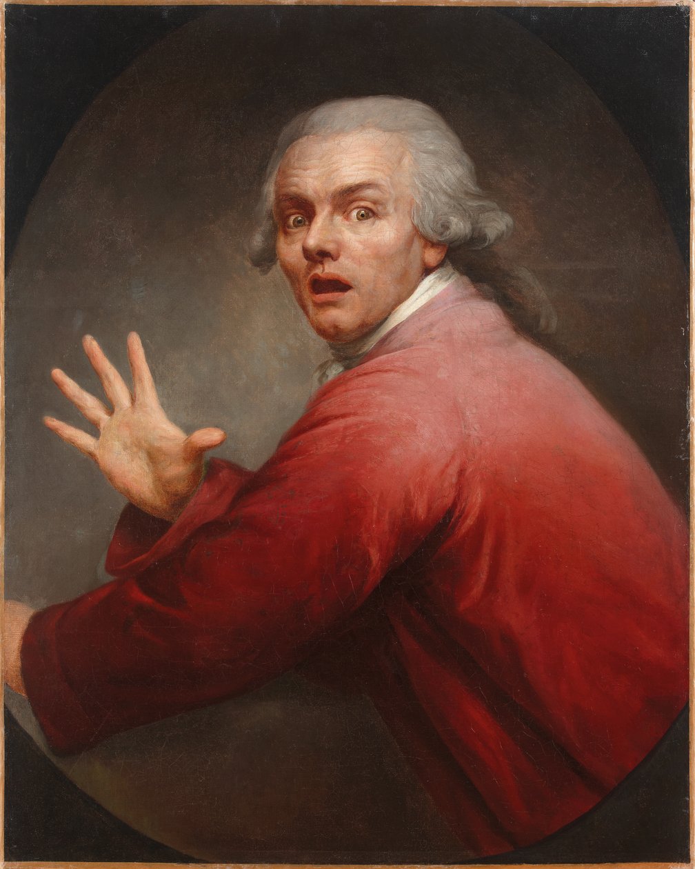 Självporträtt som en förvånad och skräckslagen man av Joseph Ducreux