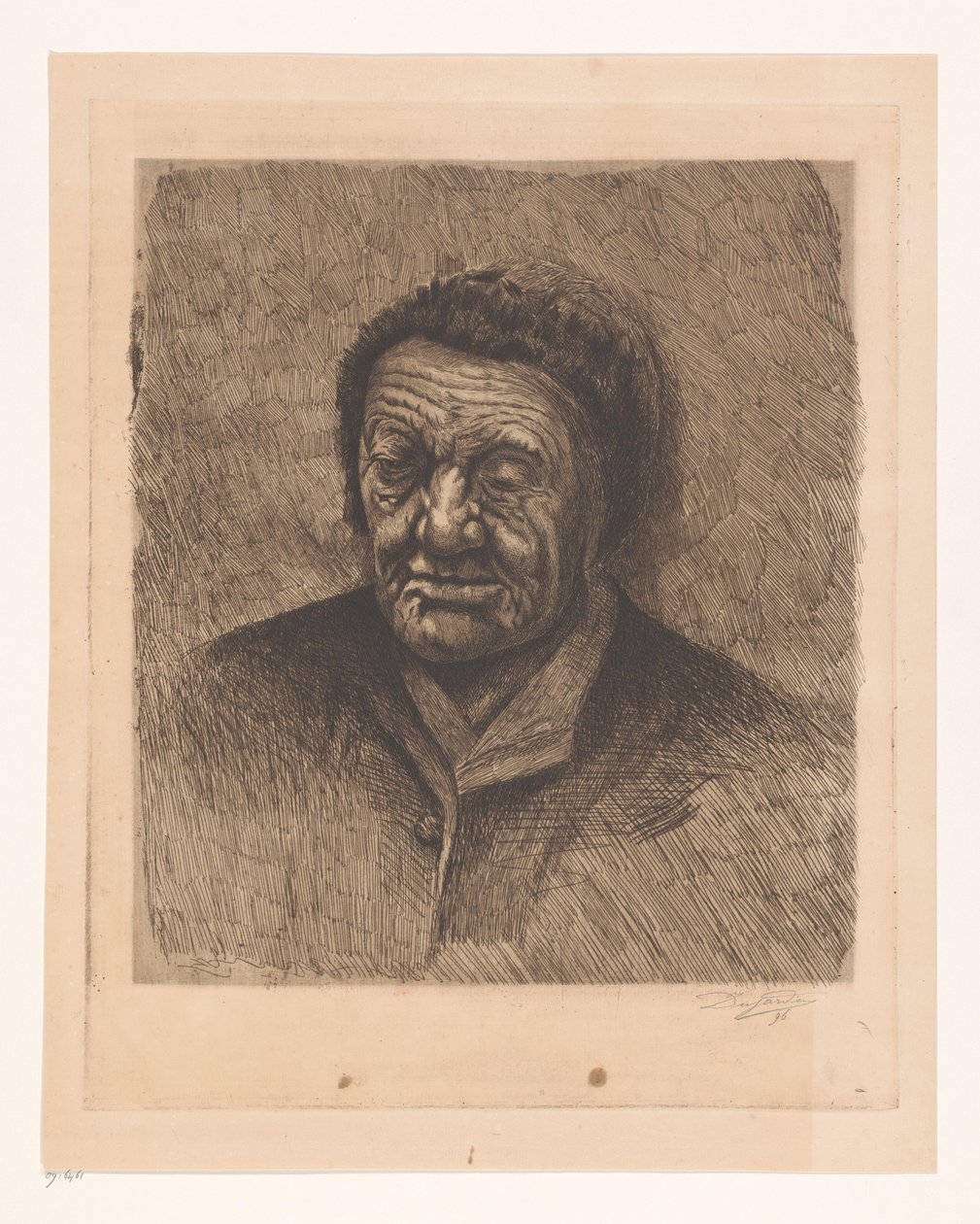 Porträtt av en okänd gammal kvinna av Joseph Dujardin (signed by artist)