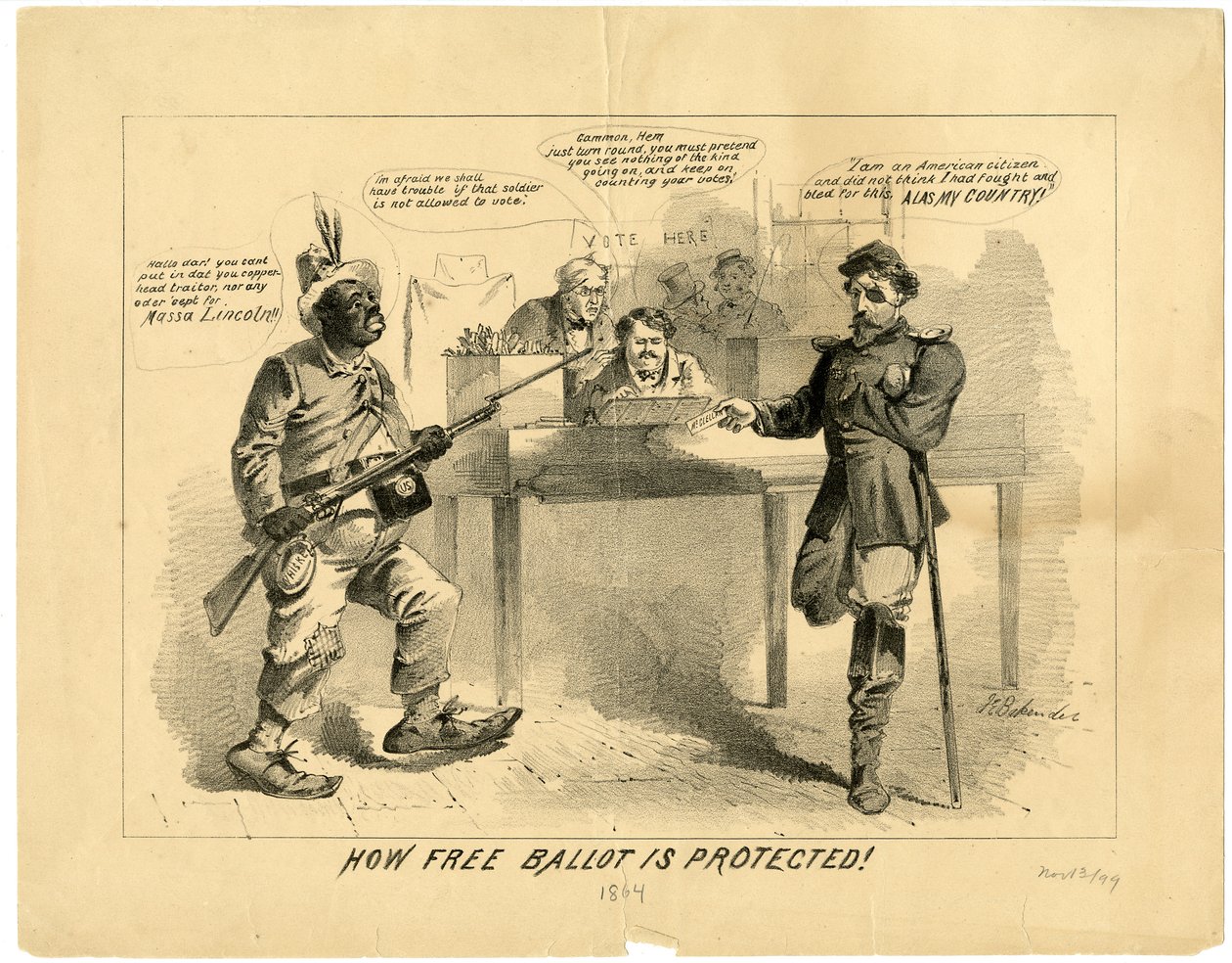 Hur den fria rösträtten skyddas, 1864 av Joseph E. Baker