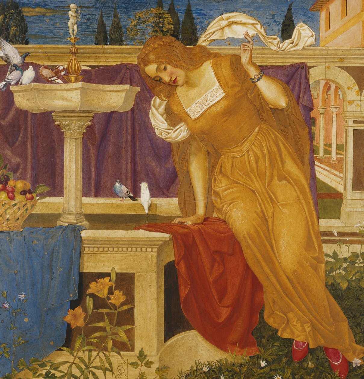 Skönhet att se bilden av hennes hem i fontänen av Joseph Edward Southall