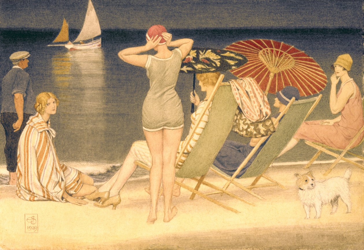 Parasols, 1929 (wc on paper) av Joseph Edward Southall