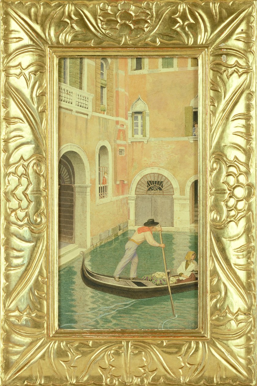Rio della Guerra, Venedig, 1921 (wc eller tempera över penna på kort) av Joseph Edward Southall