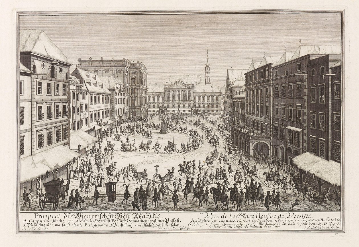 Wien Neuer Markt nya marknad, 1719. av Joseph Emanuel Fischer von Erlach