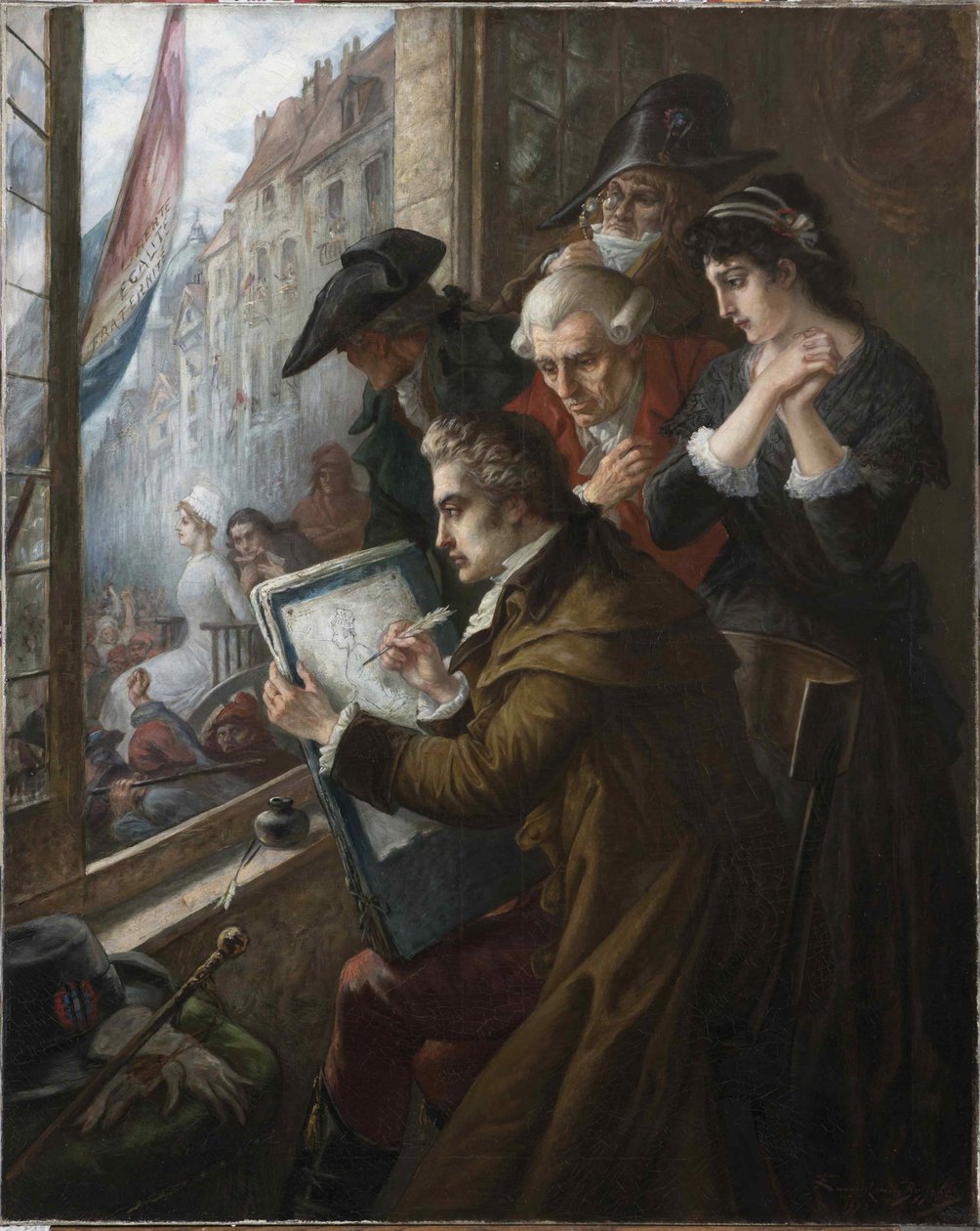 Målaren Jacques-Louis David som ritade Marie-Antoinette ledde till hennes avrättning, 1793, 1900. av Joseph Emanuel Van Den Bussche
