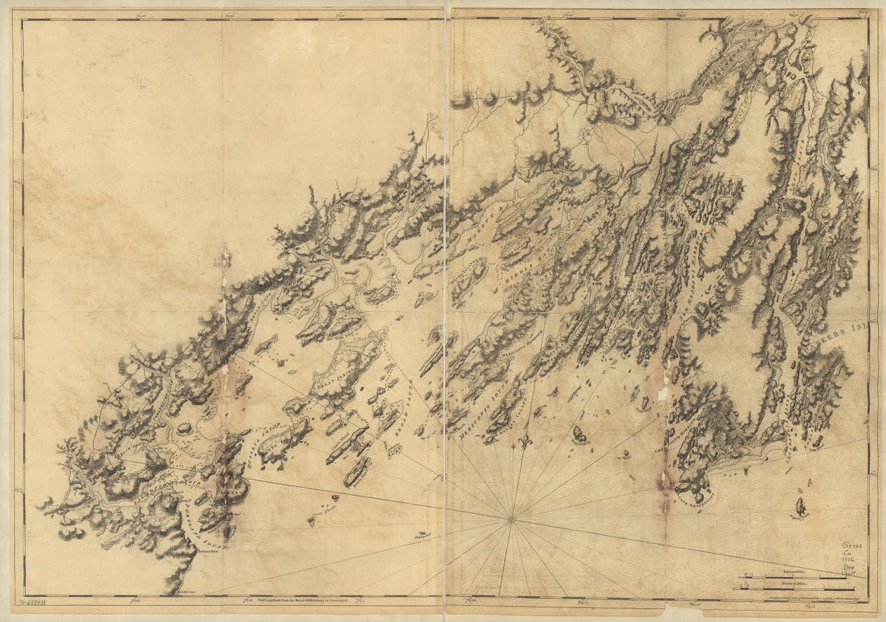 Coast of Maine från Salter Island till Portland Head. av Joseph F. W. Des Barres