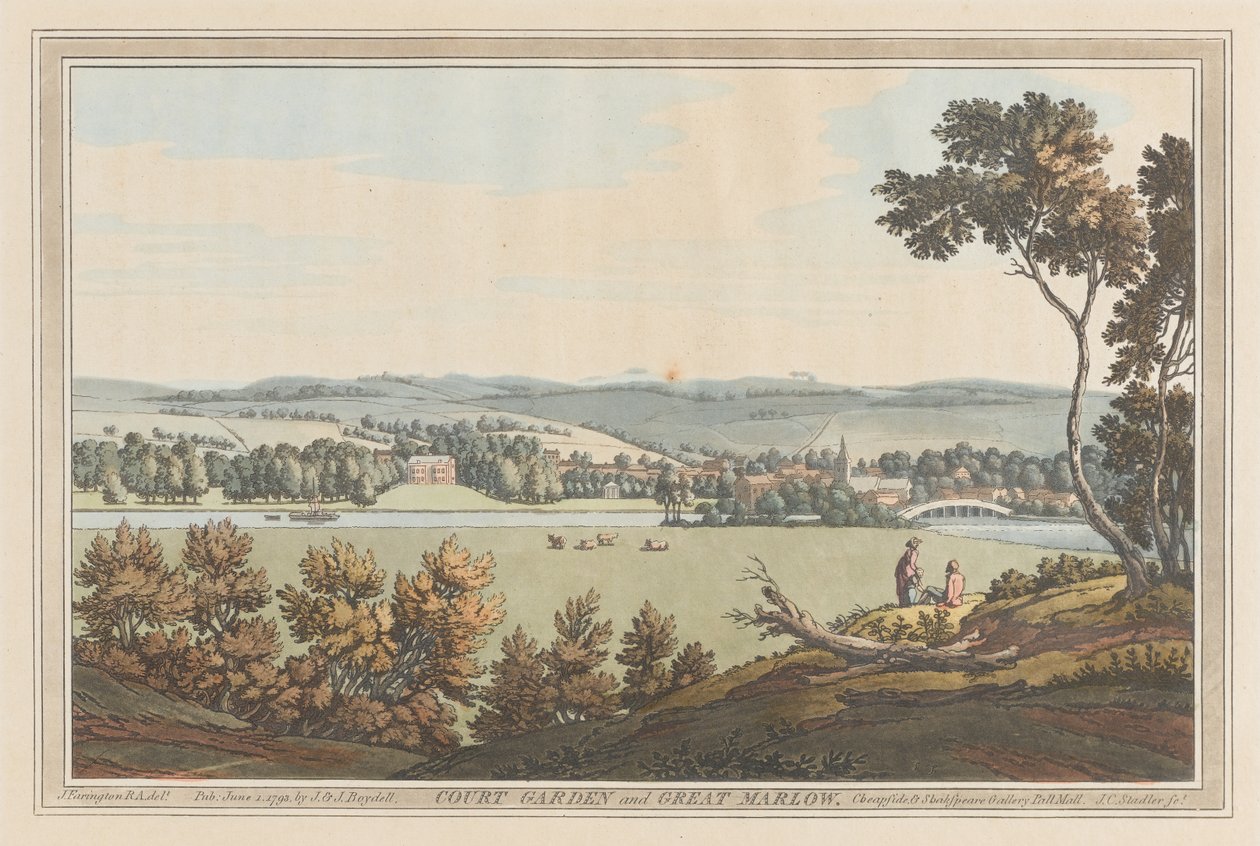 Court Garden och Great Marlow av Joseph Farington
