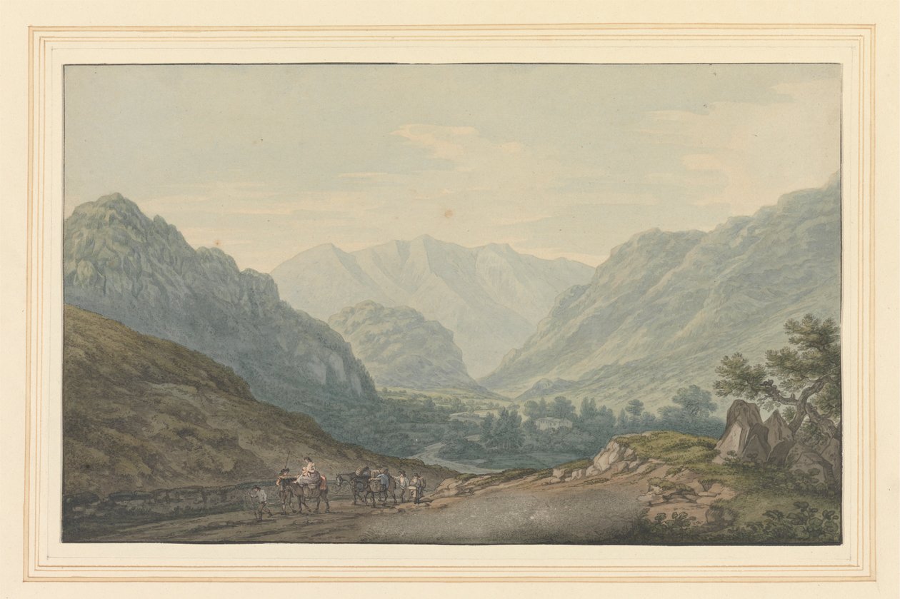 Nej. Utsikt över vägen från Ambleside till Keswick från 6 mile Stone av Joseph Farington