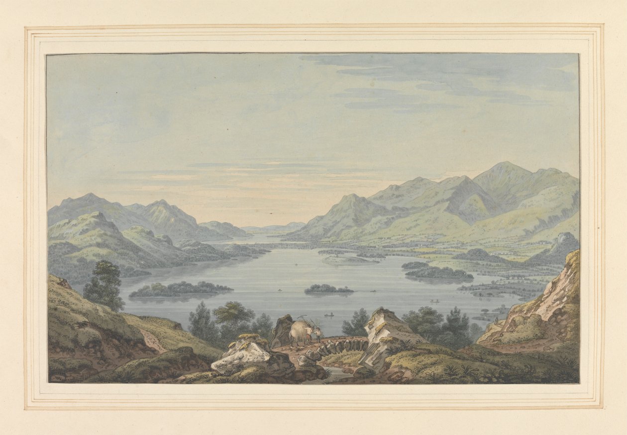 Vale of Keswick och Derwent Water av Joseph Farington