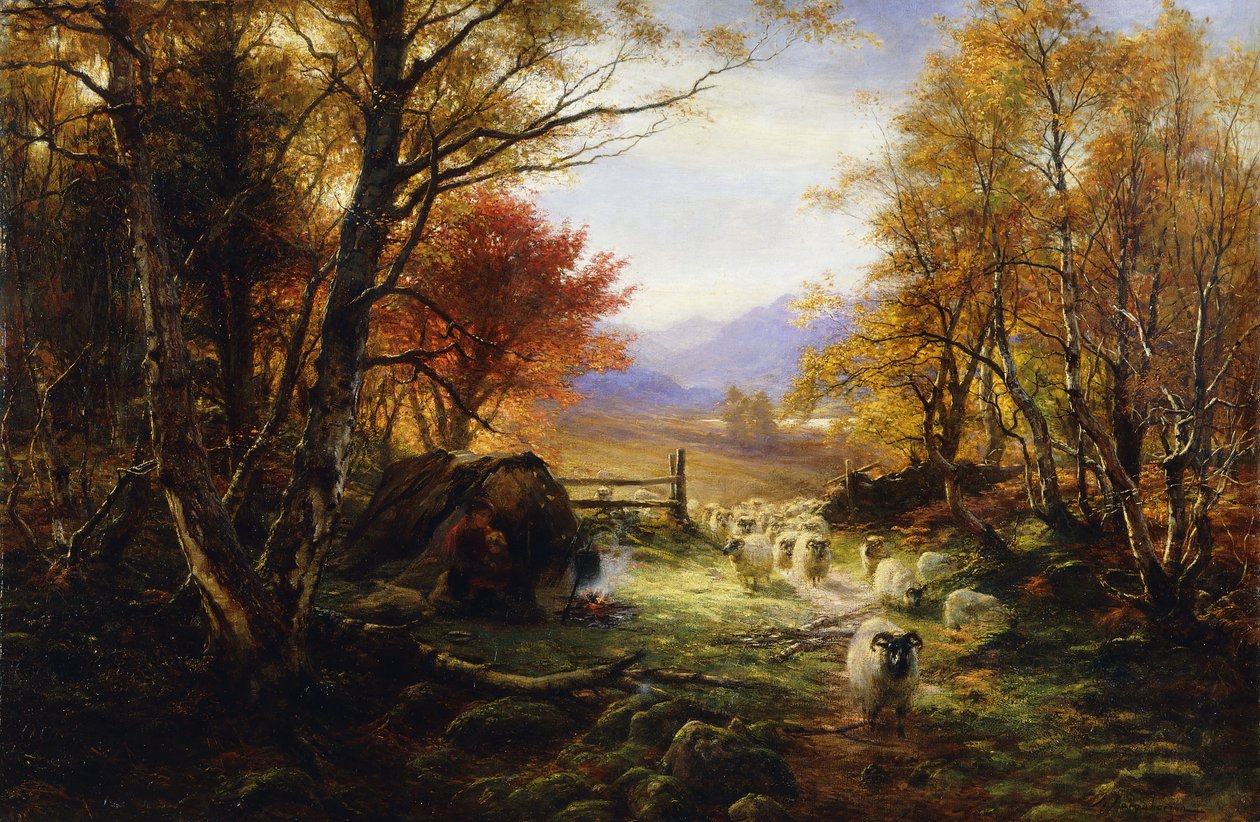 Byta betesmarker, kväll, av Joseph Farquharson