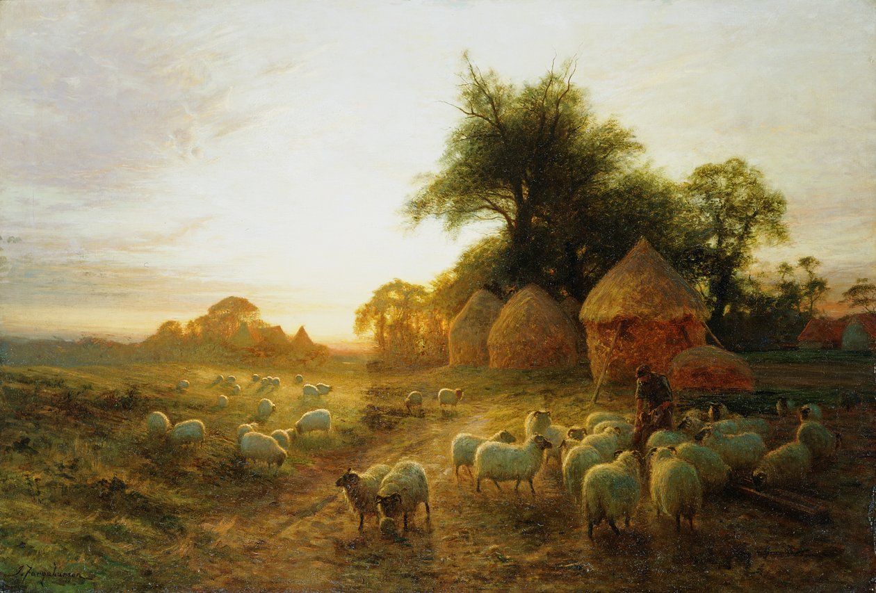 Yon Yellow Sunset Dying in the West (olja på duk) av Joseph Farquharson