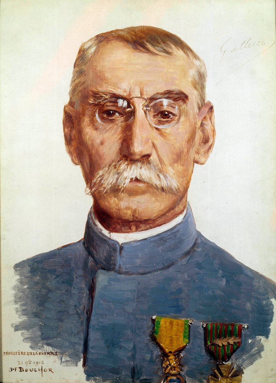 Första världskriget (1914-1918): "" Porträtt av Marechal Joseph Simon Gallieni (1849-1916)"" Målning av Joseph Felix Bouchor (1853-1937) 1915 Sön. 0,33 x 0,24 m av Joseph Felix Bouchor