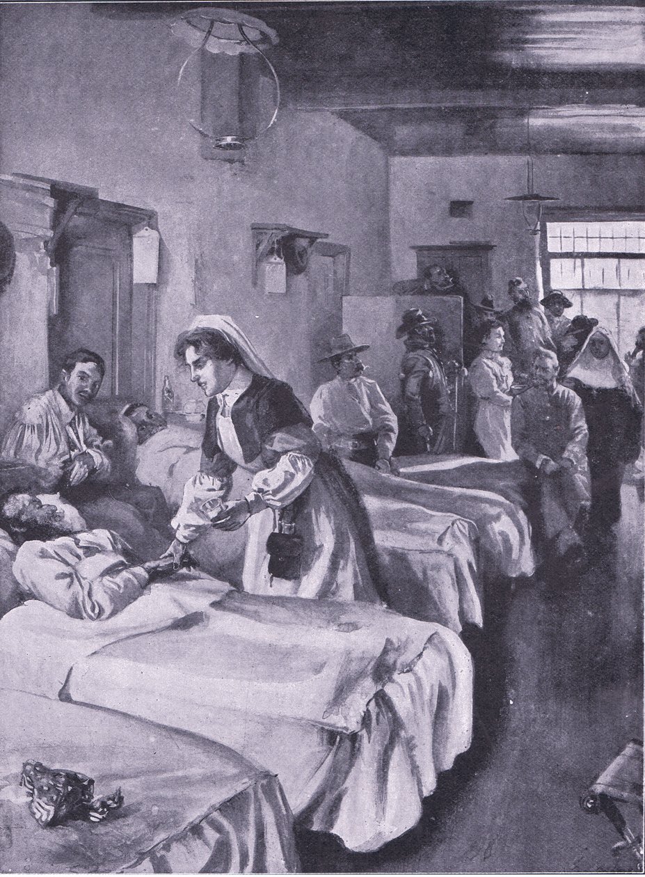 Boerfångar på Palace Hospital i Simonstown, illustration från After Pretoria: The Guerilla War, 1902 av Joseph Finnemore
