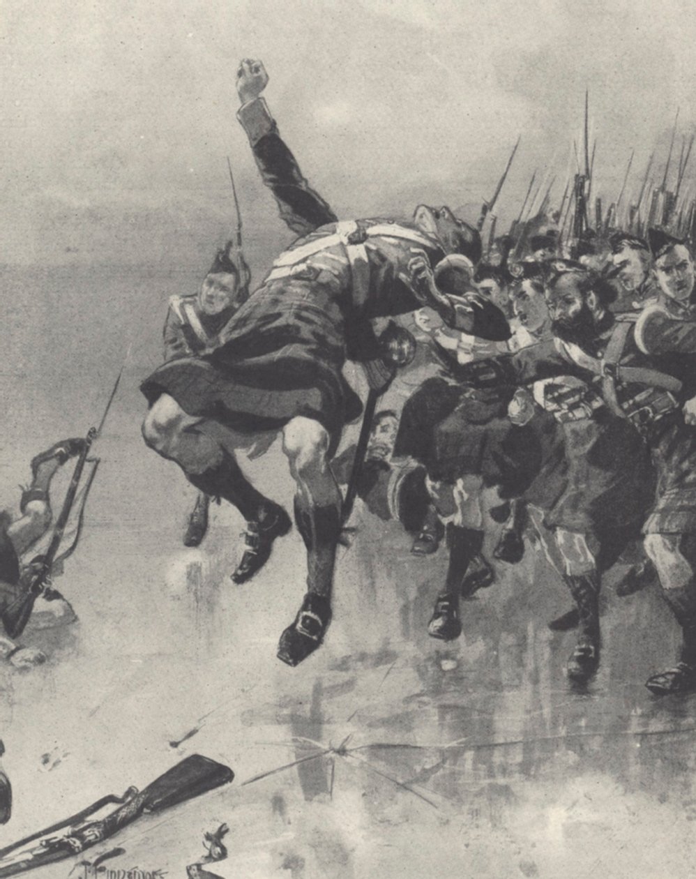 Skotska trupper (litho) av Joseph Finnemore