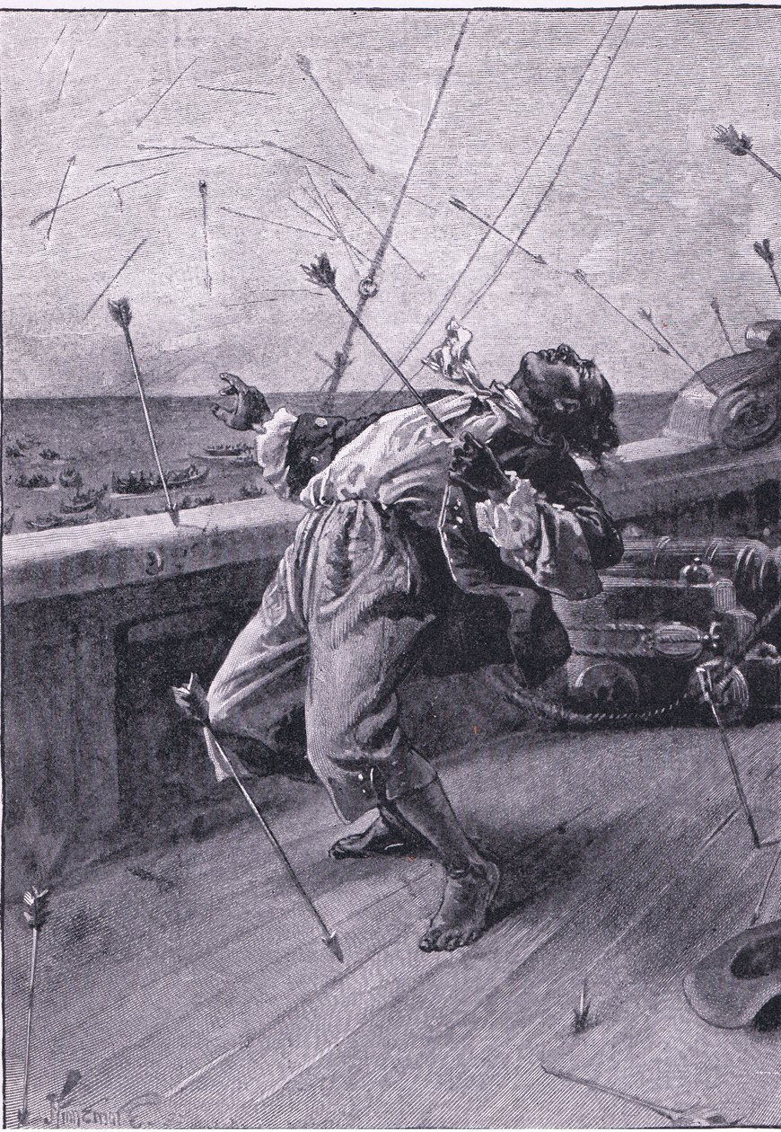 De lät flyga sina pilar och dödade den fattiga fredagen (litho) av Joseph Finnemore