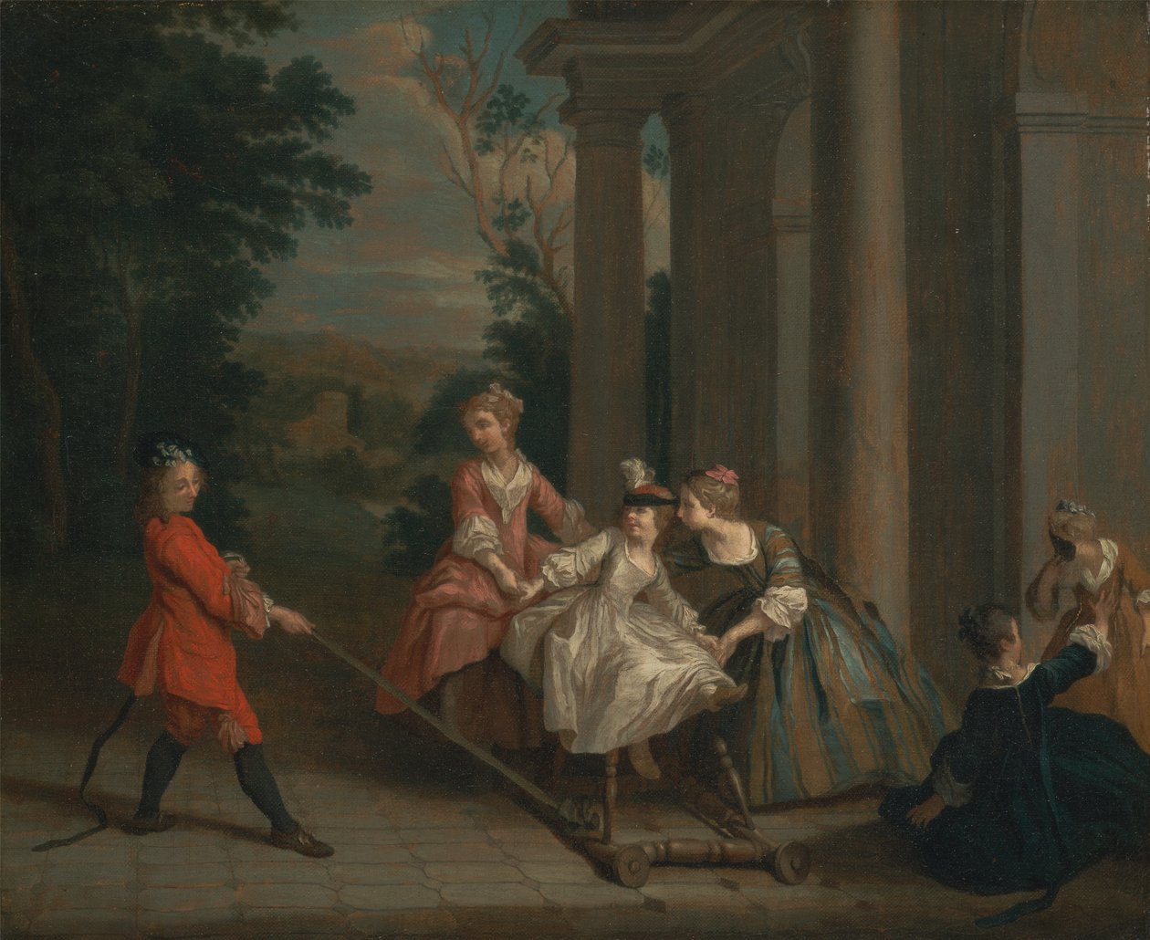 Barn som leker med en hobbyhäst av Joseph Francis Nollekens