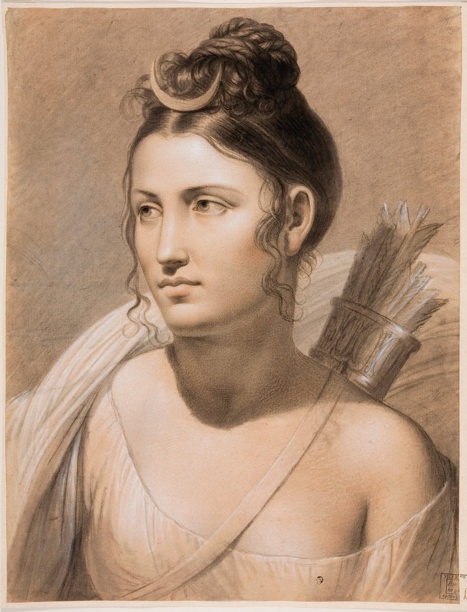""Diane"" (Diana) Pastell av Joseph-Francois Ducq (1762-1829) 1700-talets Groeninge Museum, Brygge av Joseph François Ducq