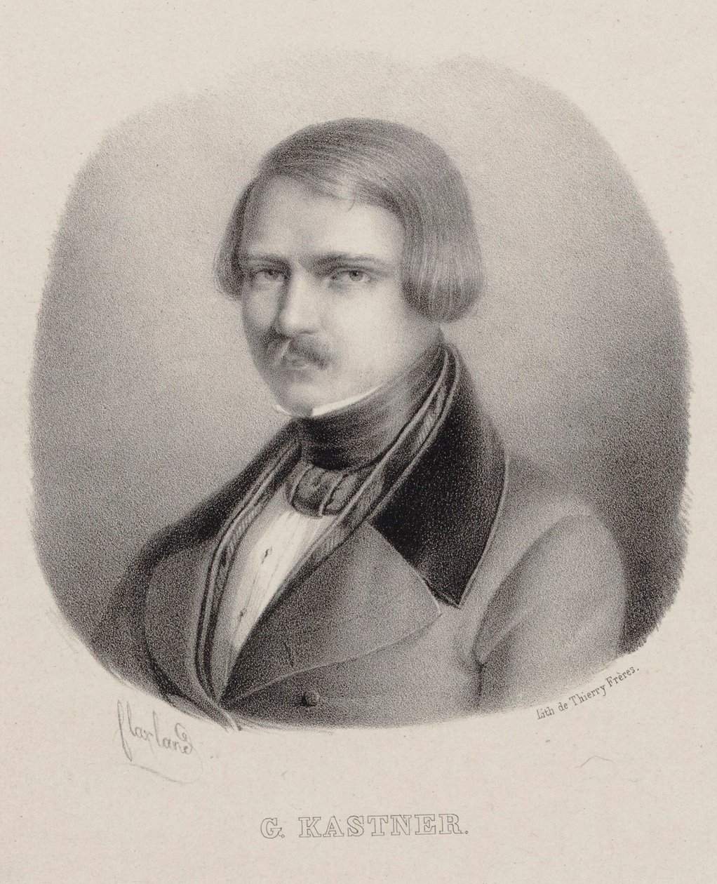 Porträtt av kompositören Jean-Georges Kastner 1810-1867. av Joseph Frédéric Flaxland