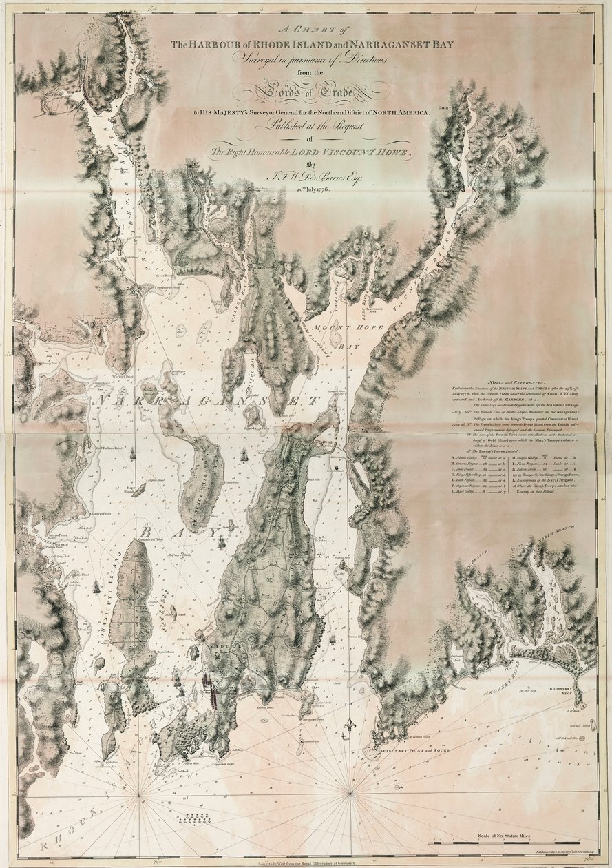 Sjökort över Ipswich Bay och Cape Ann, Nordamerikas Atlantkust av Joseph Frederick Wallet DesBarres