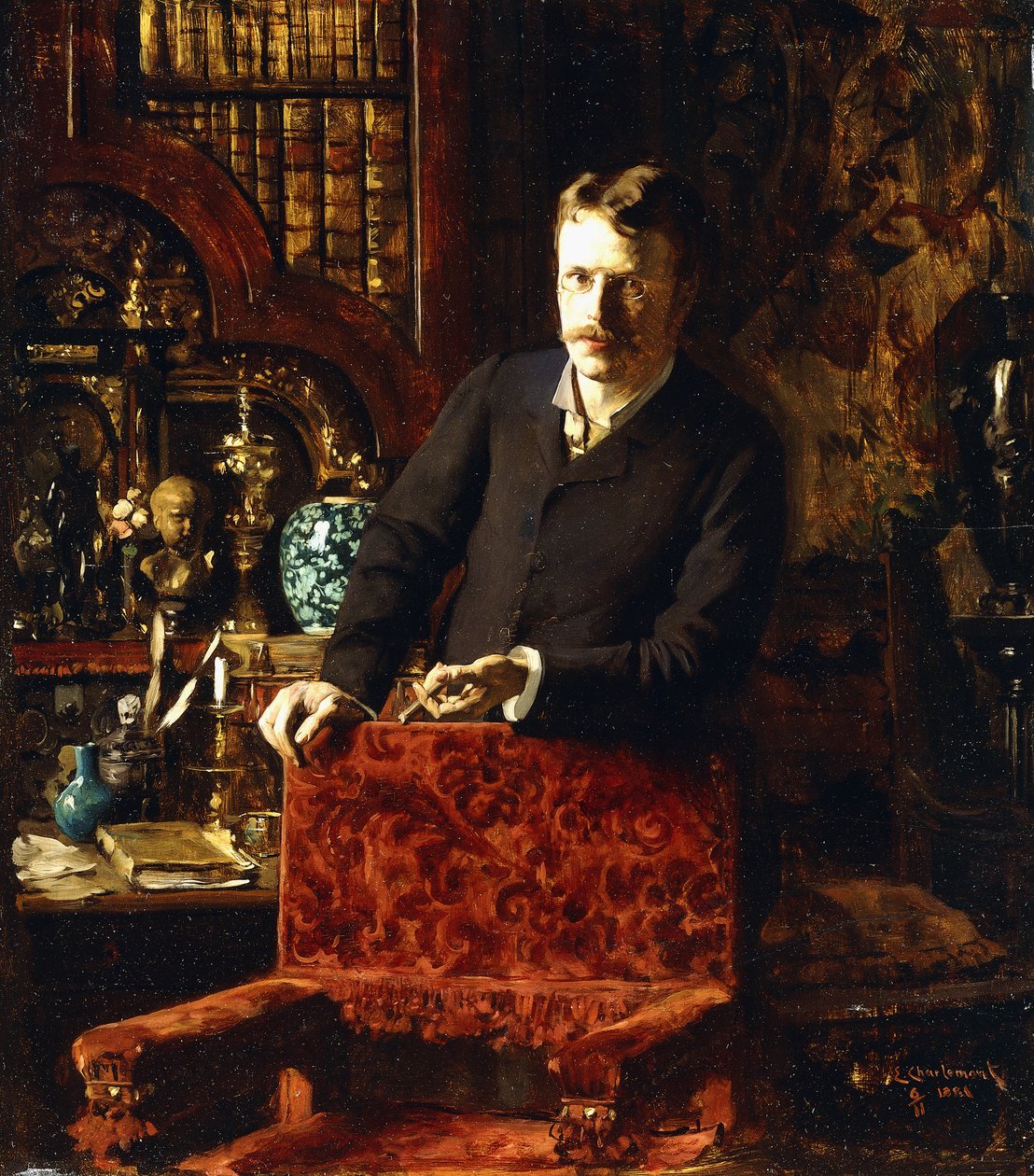 En gentleman i ett interiör, 1881 av Joseph Gabriel Aubrun