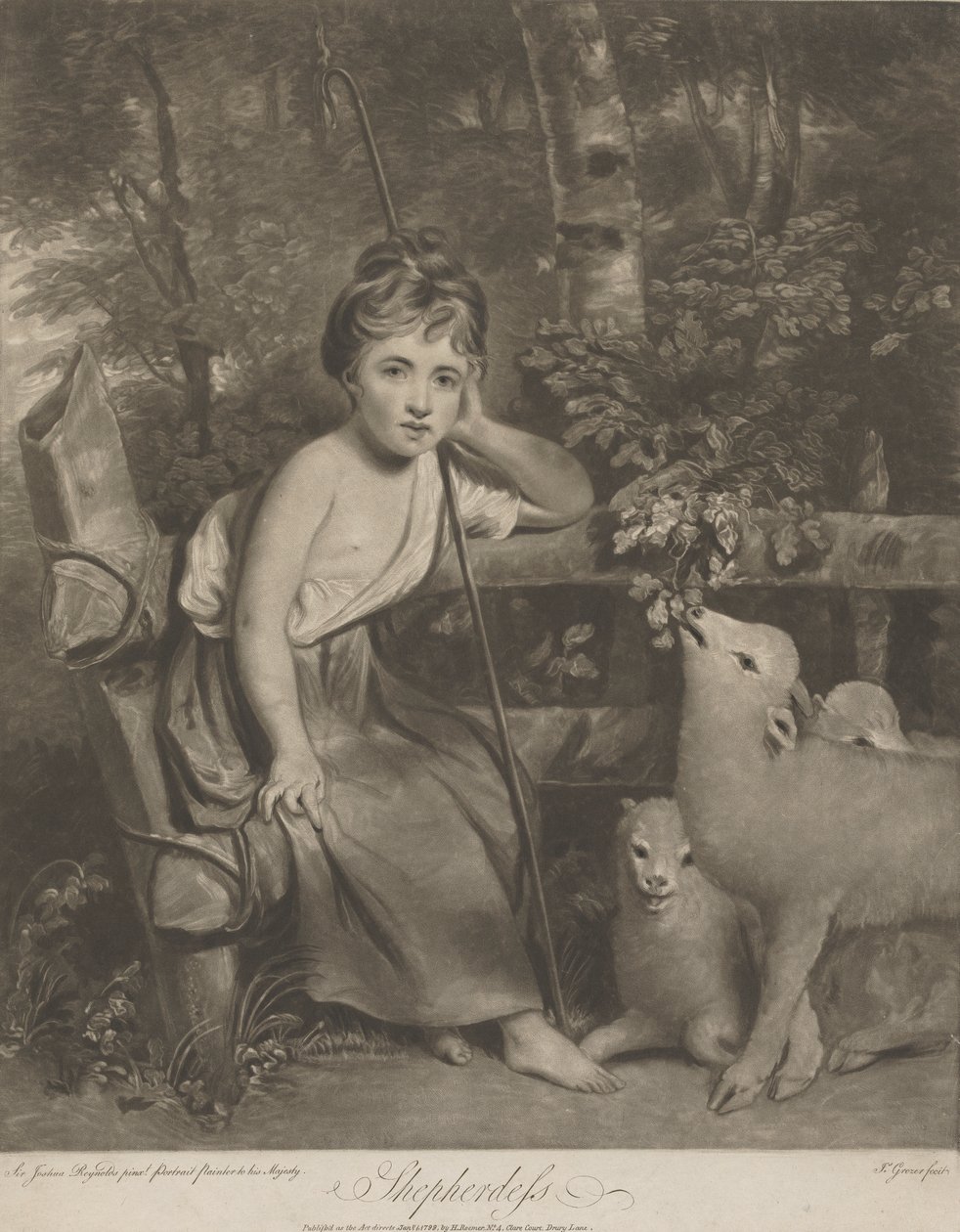 Shepherdess (Miss Mary Palmer som den unga herdinnan) av Joseph Grozer