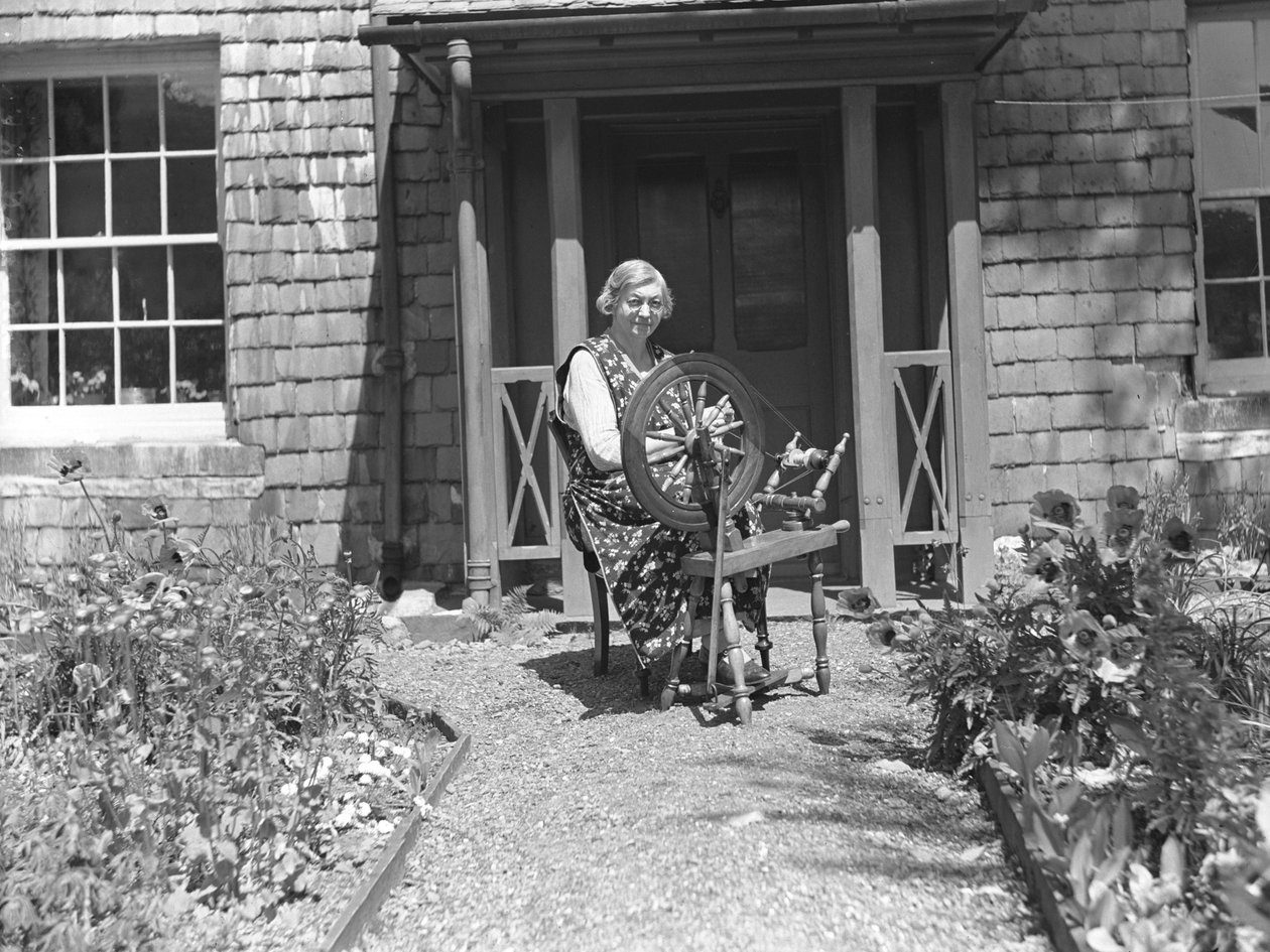 Spinnerska med spinnrock vid Tilberthwaite av Joseph Hardman