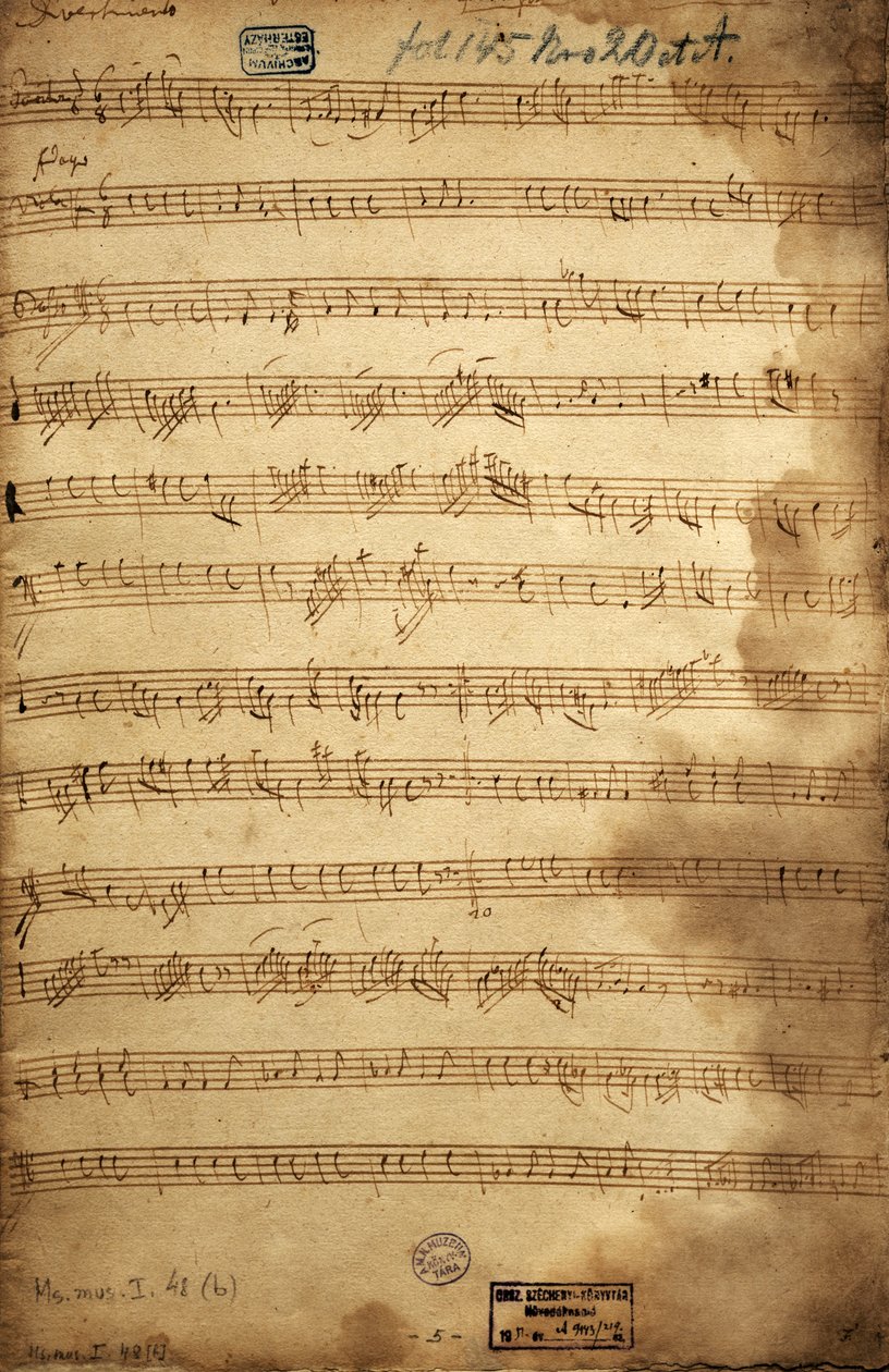 Partitur för trio av baryton, viola och bas för Angerfertigten, av Franz Joseph Haydn (1732-1809) Österrike av Joseph Haydn