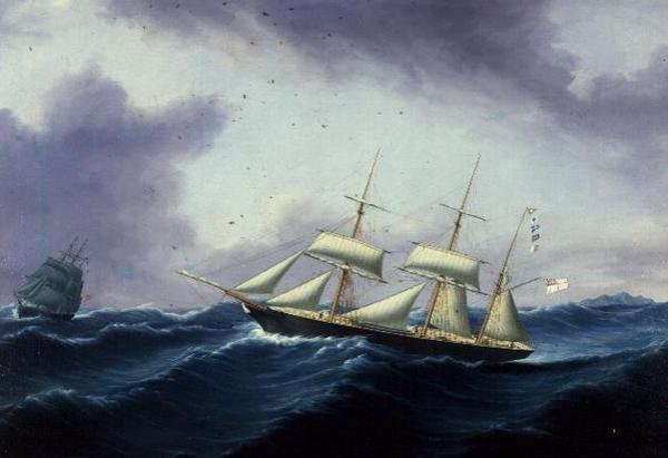 "Louisa Bragington" på sin jungfruresa från Liverpool till Sydamerika av Joseph Heard