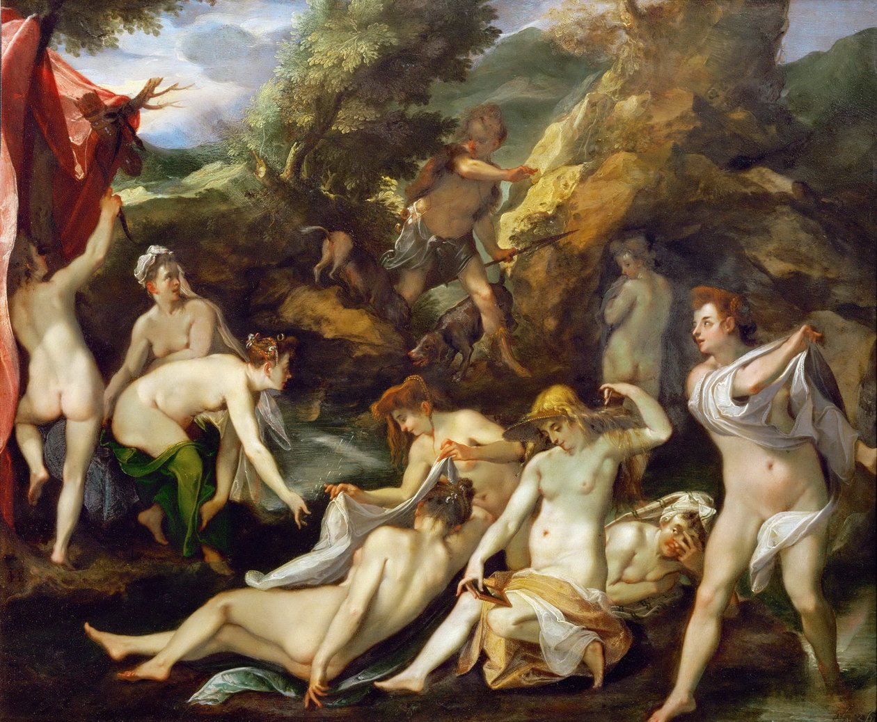 Barock : Diane et Acteon - Diana and Actaeon par Heintz, Joseph, the Elder (1564-1609), ca 1595. Olja på koppar, 40x49. Konsthistoriska museet, Vienne av Joseph Heintz