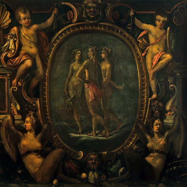 The Three Graces (olja på duk) av Joseph Heintz
