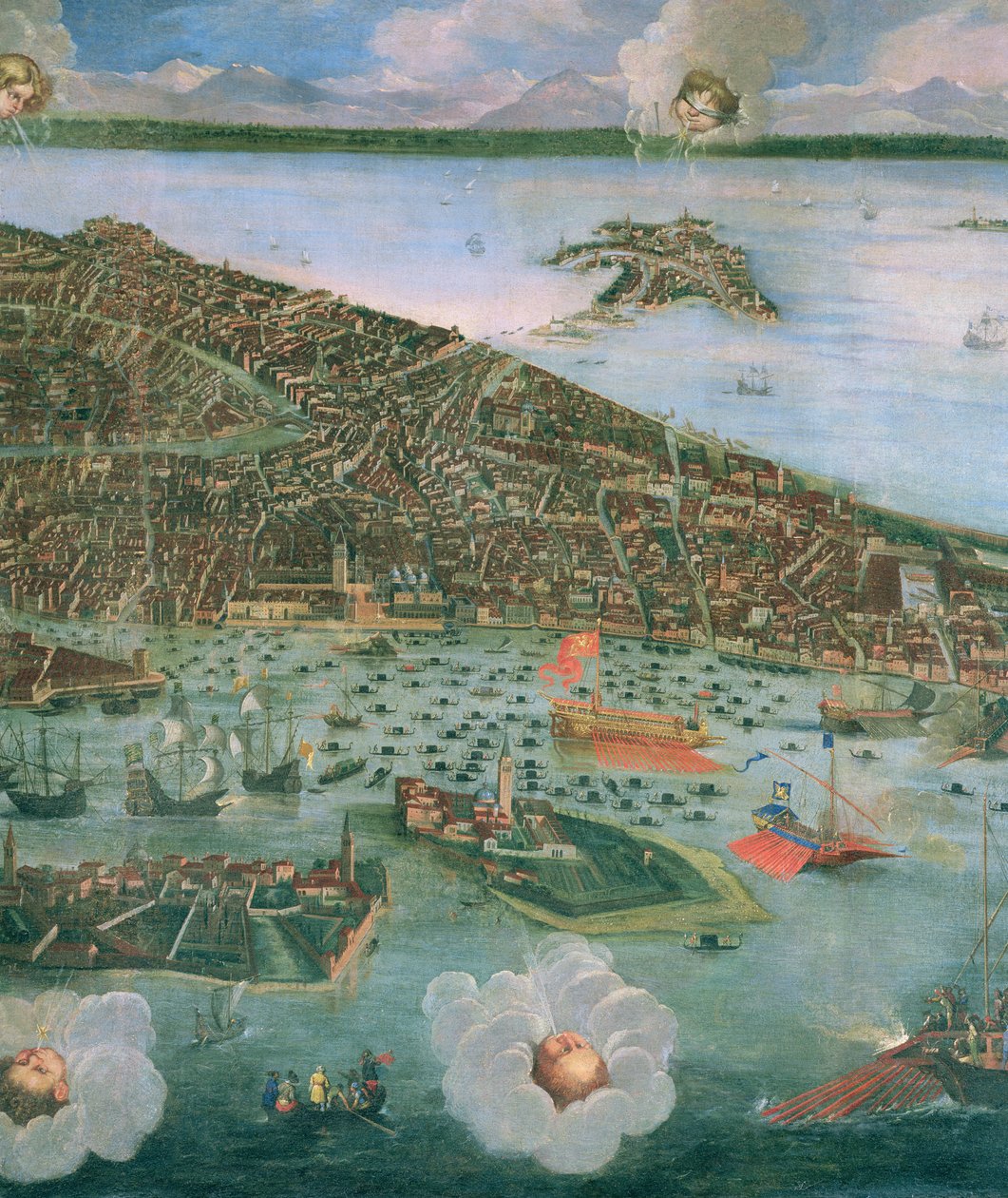 Fågelperspektiv över Venedig (detalj av 170292 och 61004) av Joseph Heintz der Jüngere