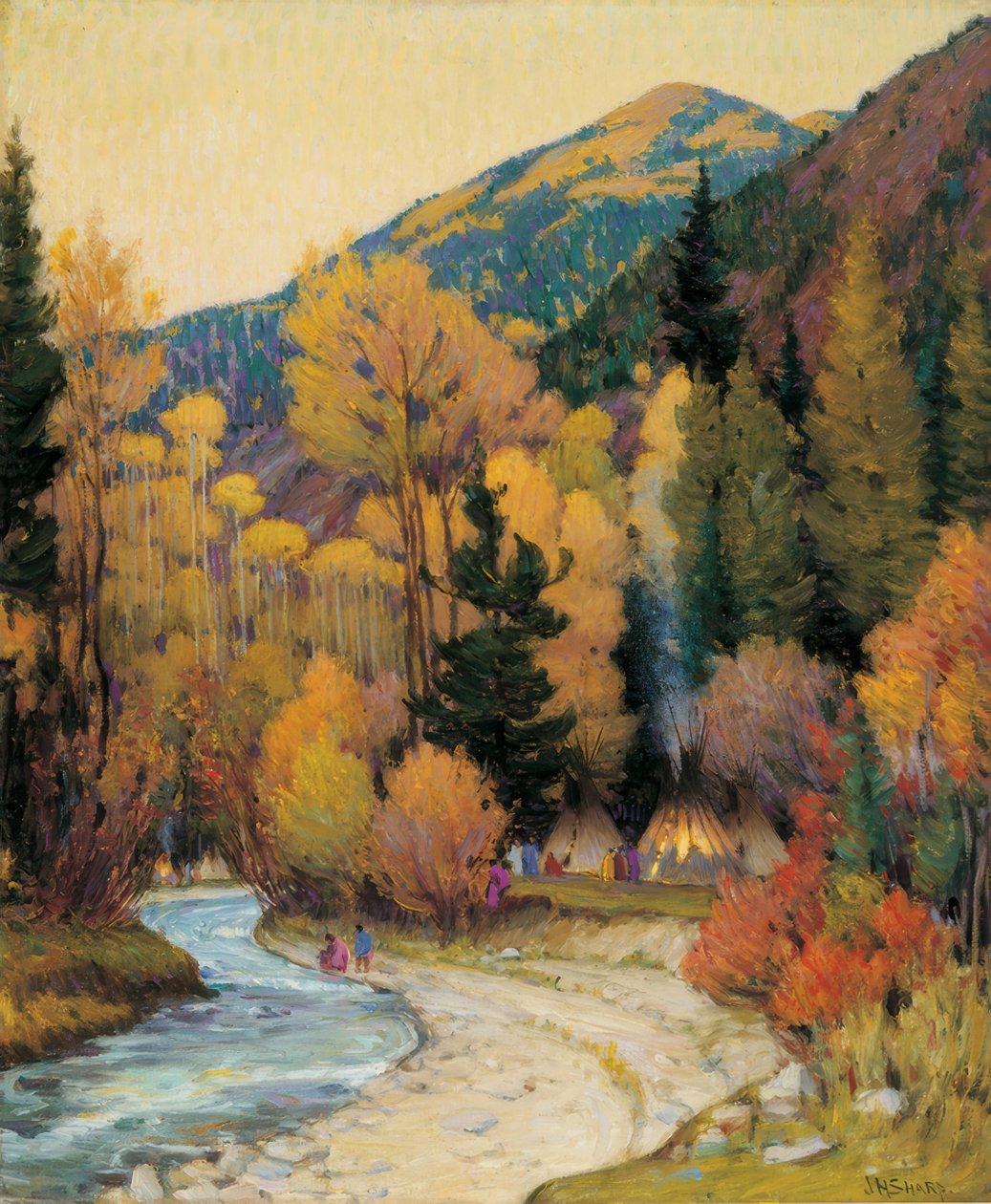 Apachernas läger i Hondo Canyon av Joseph Henry Sharp