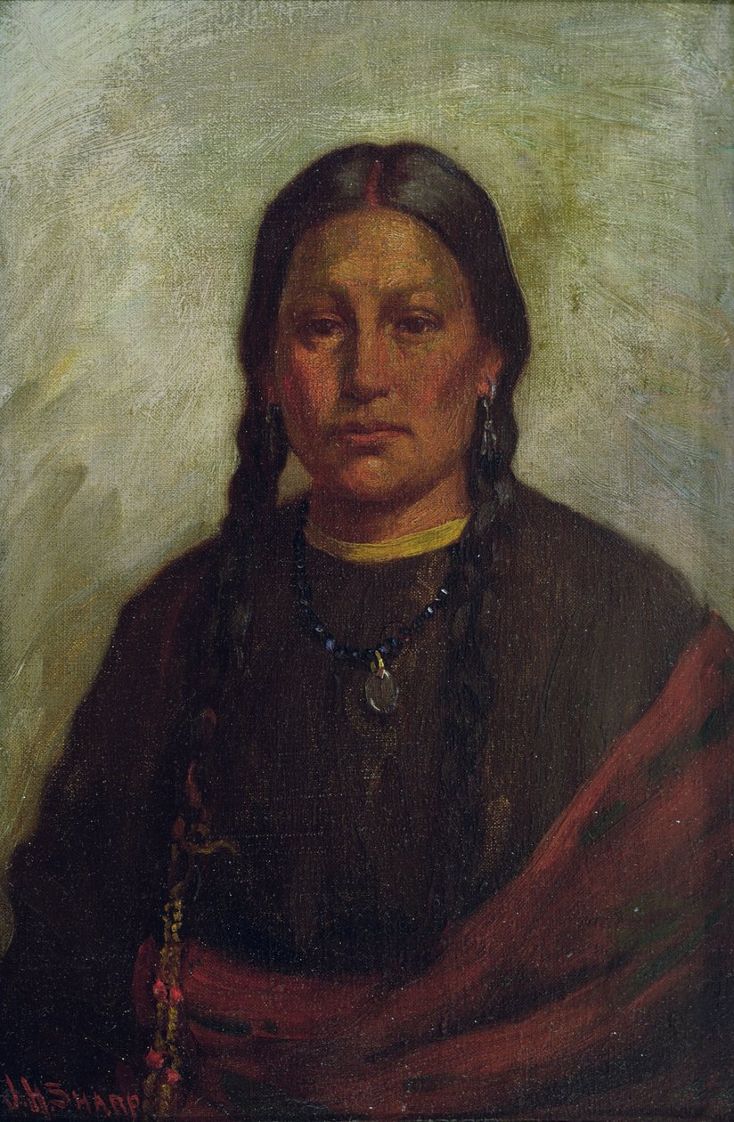 Hövding Little Chiefs dotter (olja på duk) av Joseph Henry Sharp