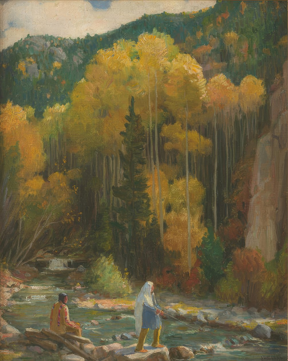 Indianer Fiske, Taos Canyon av Joseph Henry Sharp