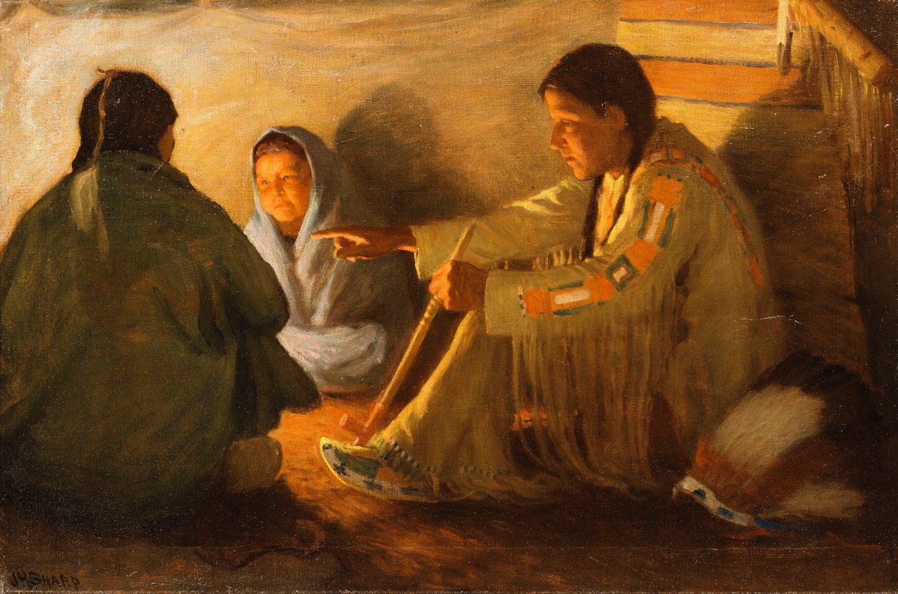 Indianer vid elden av Joseph Henry Sharp