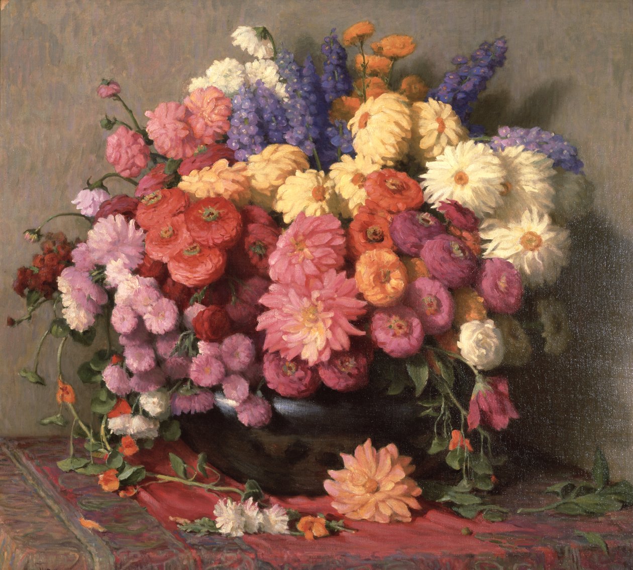 Late Summer Flowers (olja på duk) av Joseph Henry Sharp