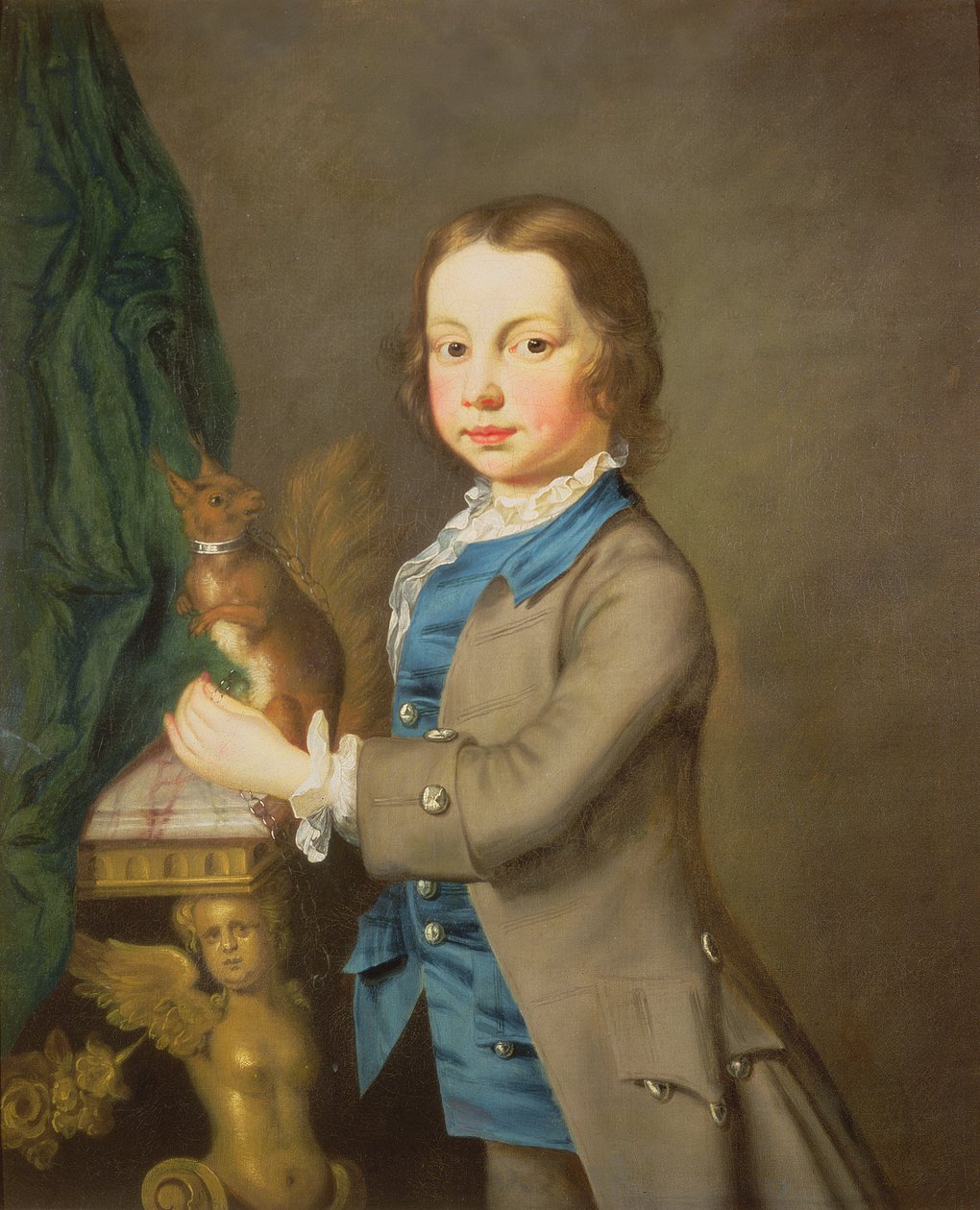 Et portræt af en dreng med et egern, 1700-talsswed av Joseph Highmore