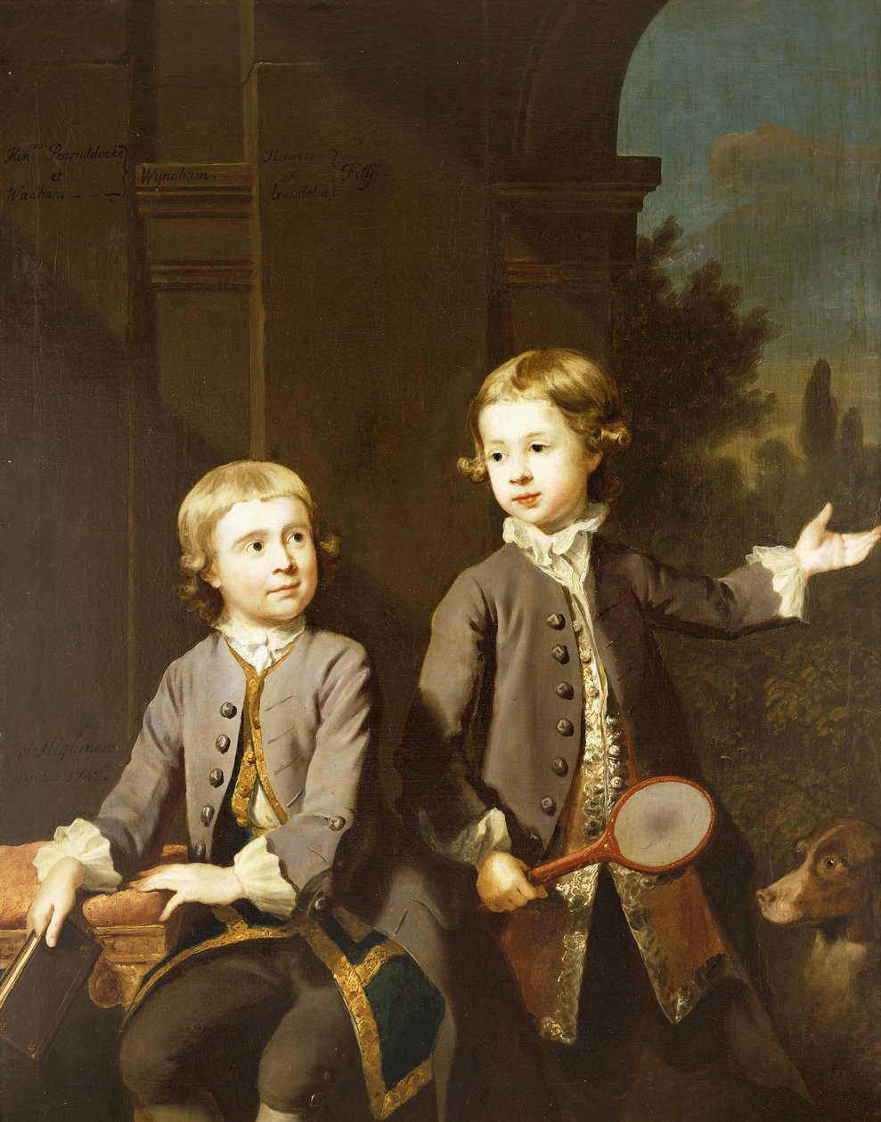 Dubbelporträtt av Henry Penruddocke Wyndham och hans bror Wandham, trekvartslångt, 1743 av Joseph Highmore