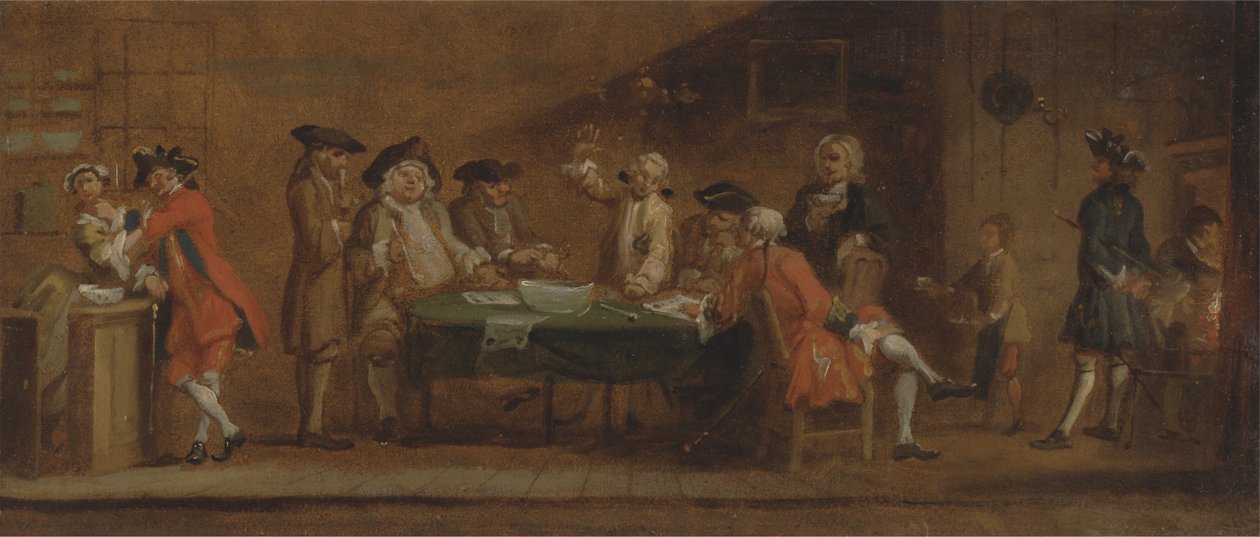 Figurer i en taverna eller ett kaffehus av Joseph Highmore