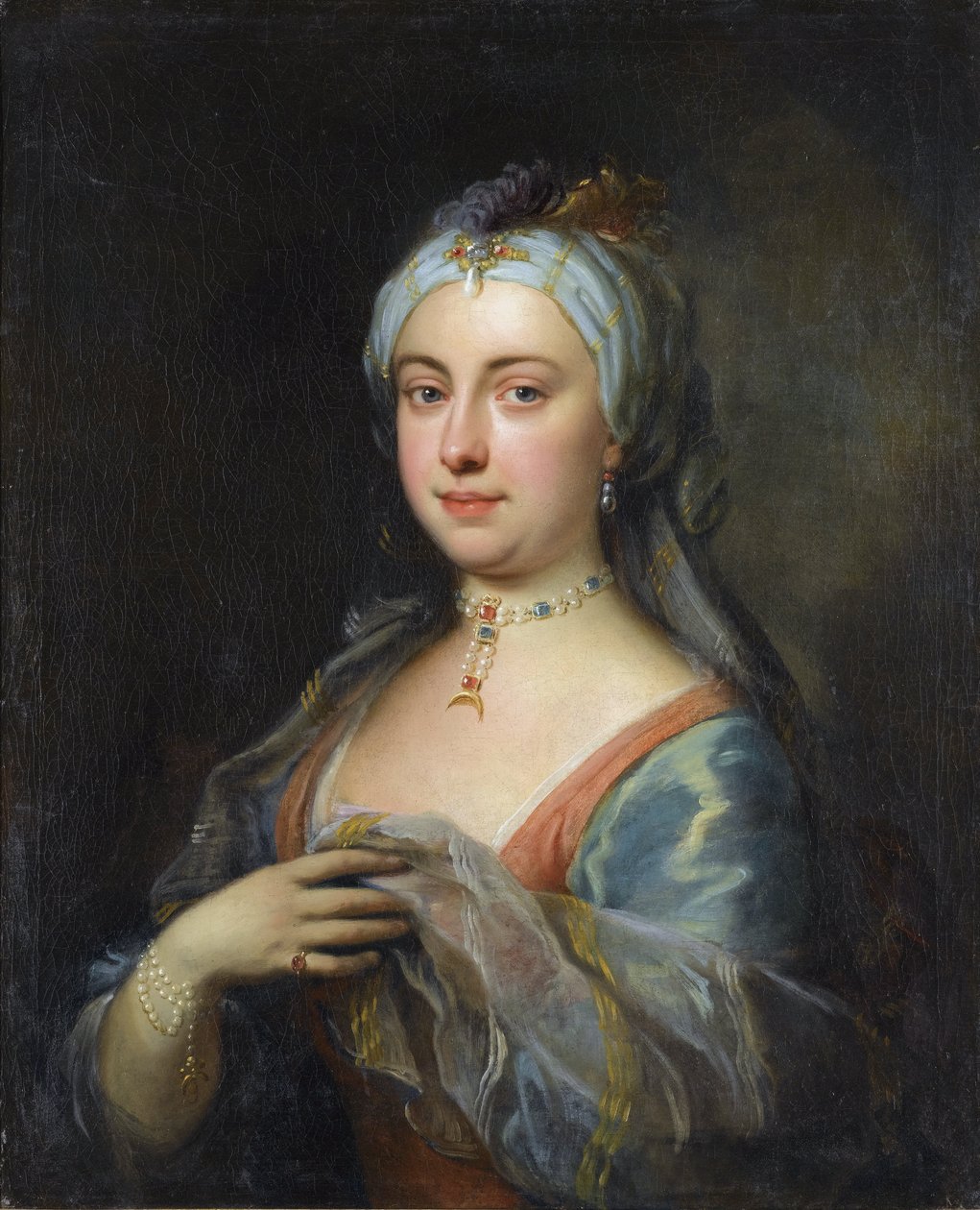 Porträtt av Lady Mary Wortley Montagu (1689-1762) av Highmore, Joseph (1692-1780), - Olja på duk, 76x61,5 - Privat samling av Joseph Highmore