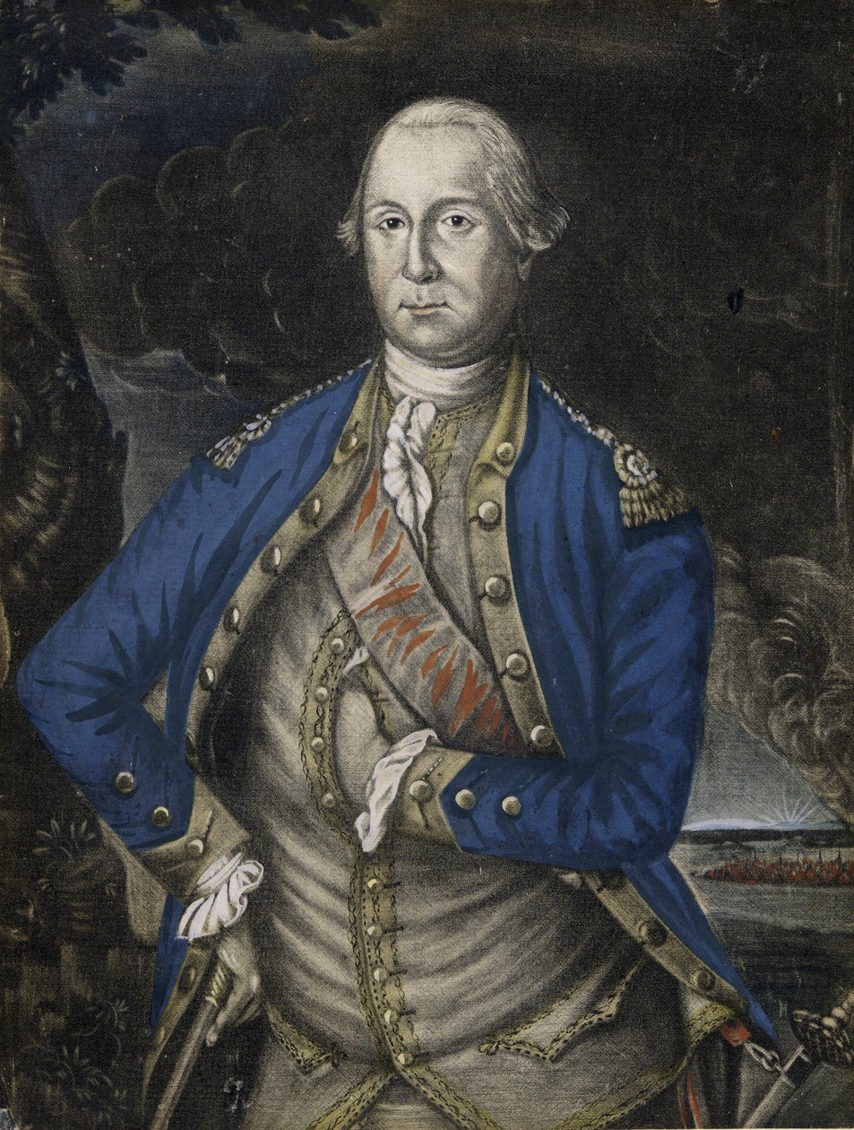 Hans excellens George Washington Esquire, pub. 1776 (handfärgad gravyr) av Joseph Hillier