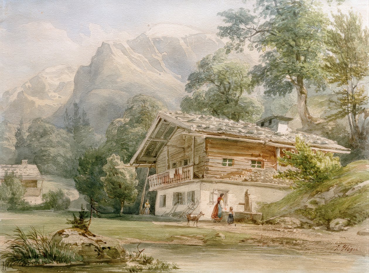 Bondgård på Königssee nära Berchtesgaden av Joseph Hoger