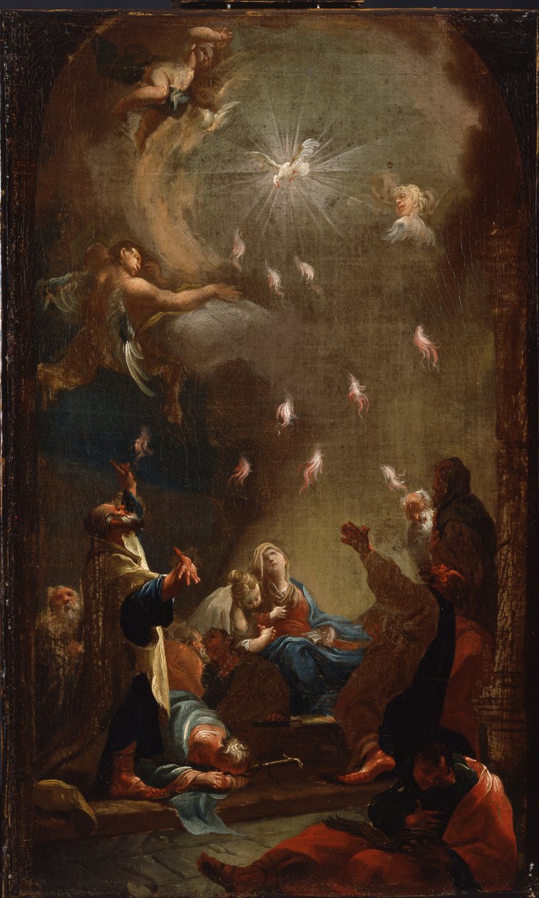 Nedstigningen av den Helige Ande Pingst, ca. 1750 av Joseph Ignaz Mildorfer
