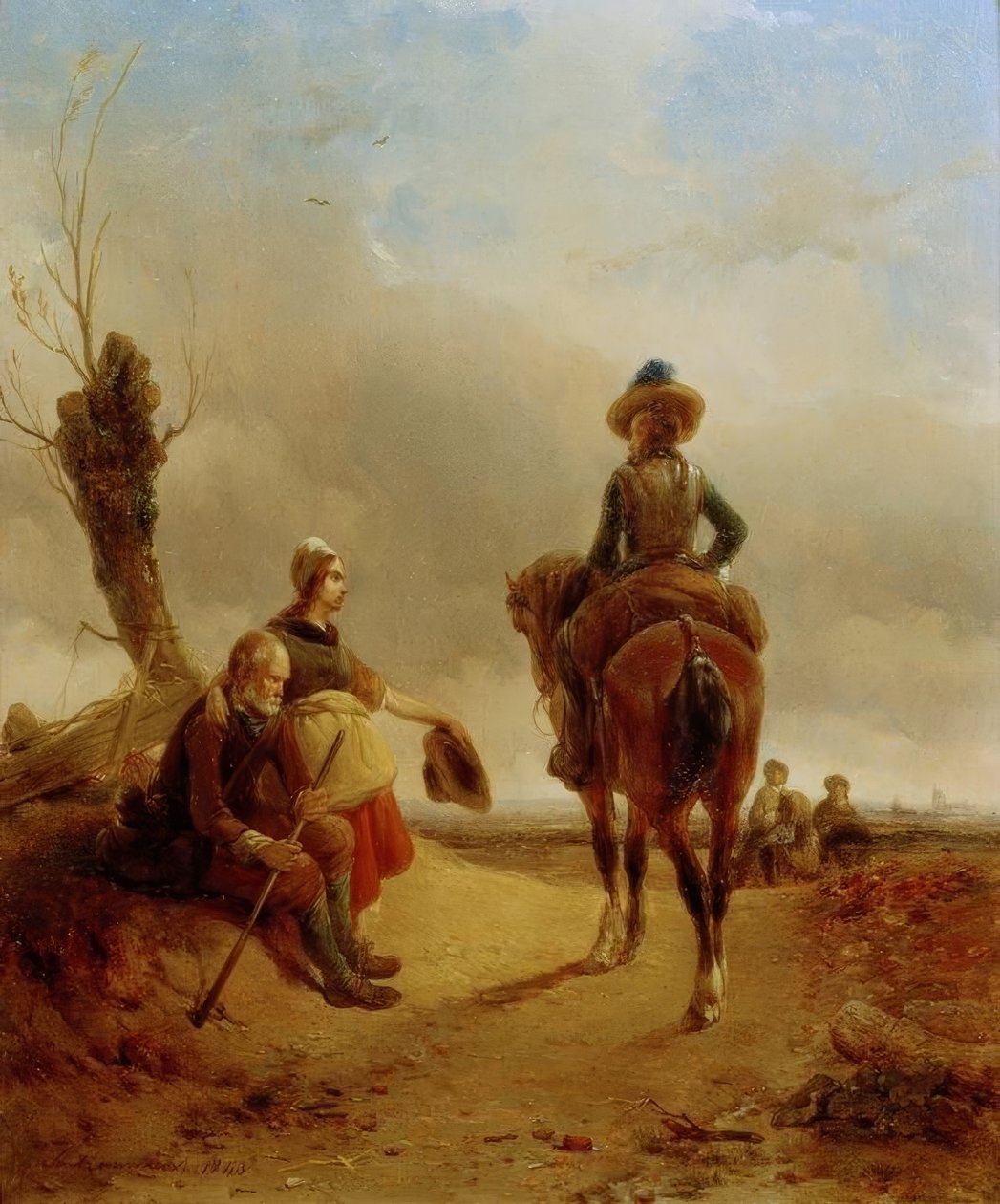 Landskap med en barock ridsportscen av Joseph Jodocus Moerenhout