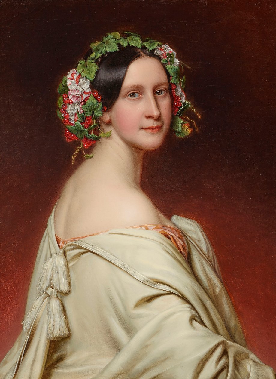 Porträtt av skådespelerskan Charlotte von Hagn 1809-1891, 1850. av Joseph Carl Stieler
