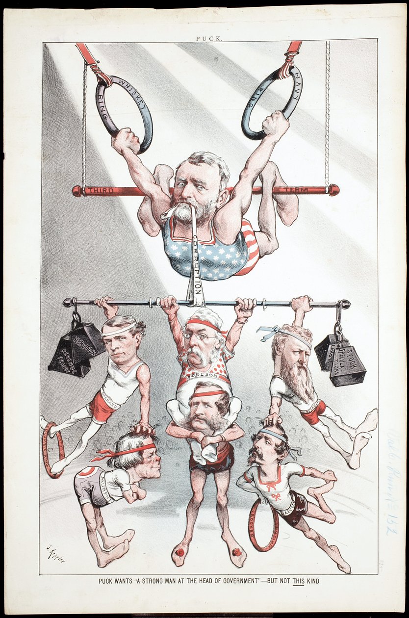 Puck vill ha "A Strong Man at the Head of the Government" - But Not This Kind, 1880 av Joseph Keppler