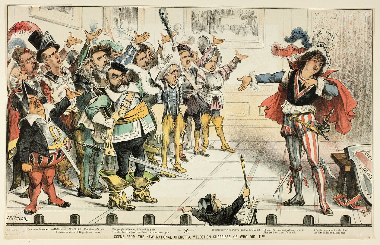 Scen ur den nya nationella operetten, ur Puck av Joseph Keppler