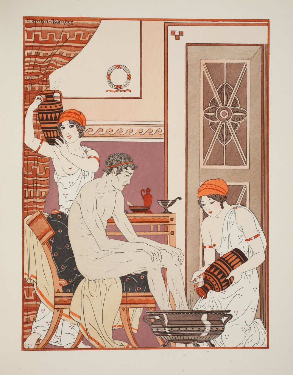 Badning av fötterna, illustration ur "Hippokrates verk", 1934 av Joseph Kuhn Regnier