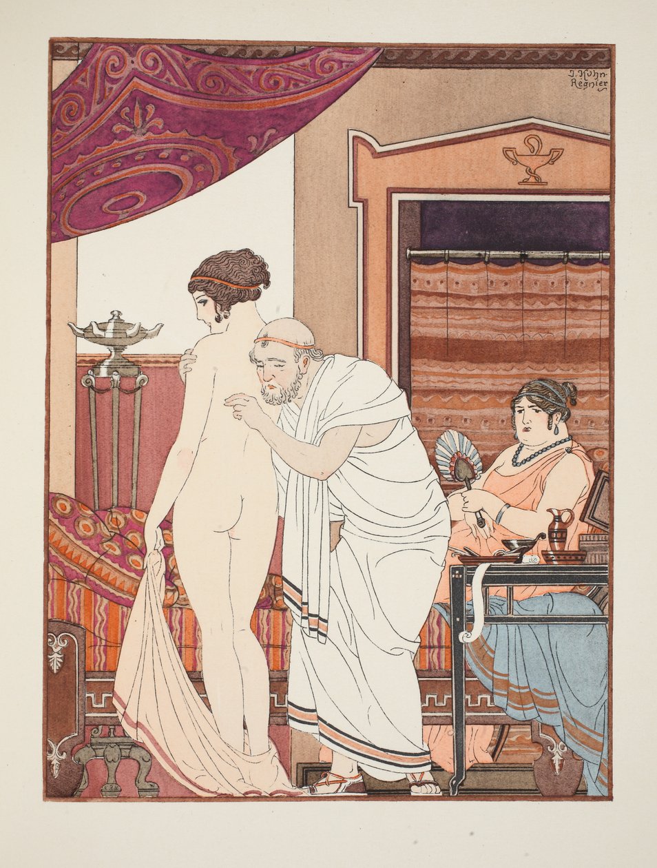 Ljud från bröstet, illustration från "Hippokrates verk", 1934 av Joseph Kuhn Regnier