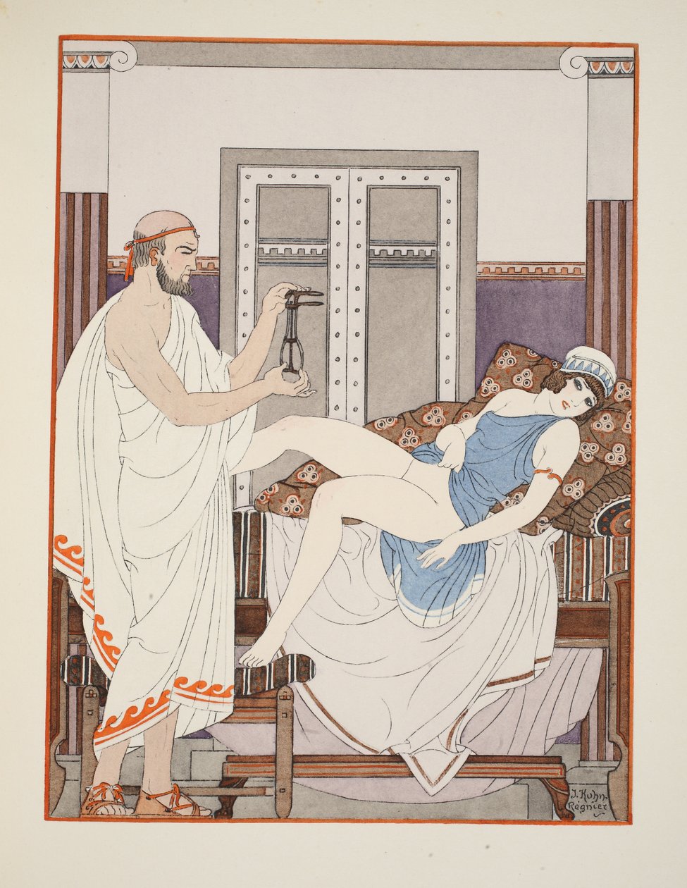 Gynekologisk undersökning, illustration från "Hippokrates verk", 1934 av Joseph Kuhn Regnier