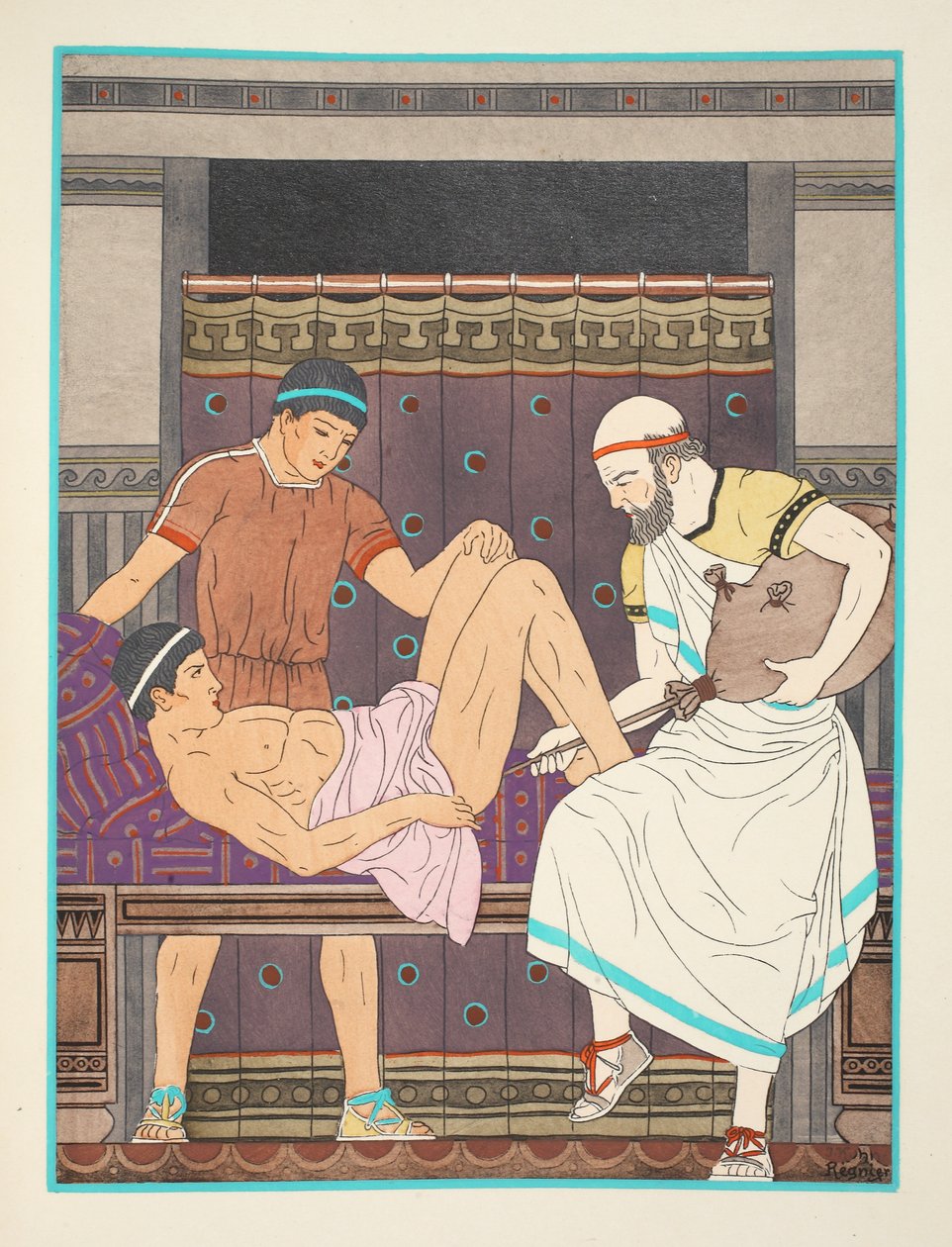 En lavemang, illustration från "Hippokrates verk", 1934 av Joseph Kuhn Regnier